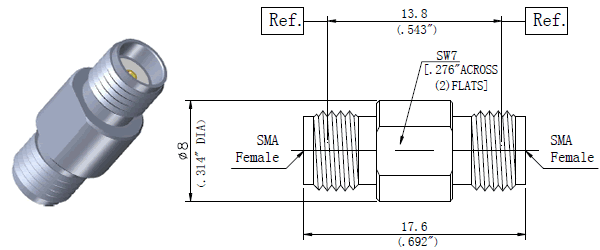 Precision RF adapters SMA Female to SMA Female