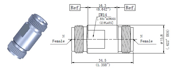 Microwave RF adapters N Female to N Female