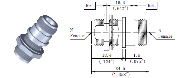 Precision Bulkhead Adapter N Female to N Female