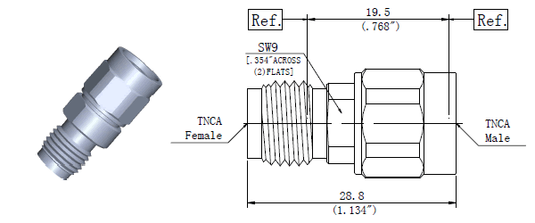 Microwave RF adapters TNCA Male to TNCA Female