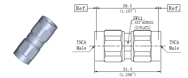 Microwave RF adapters TNCA Male to TNCA Male