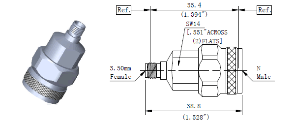 Coaxial Adapter N Male to 3.5mm Female
