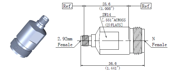 Microwave  RF  adapters N Female to 2.92mm Female