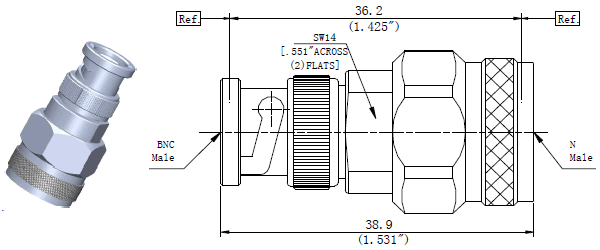 Microwave  RF  adapters N Male to BNC Male