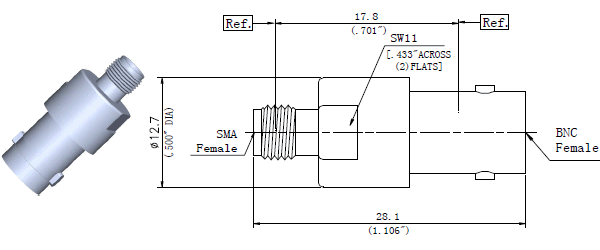Microwave  RF  adapters SMA Female to BNC Female