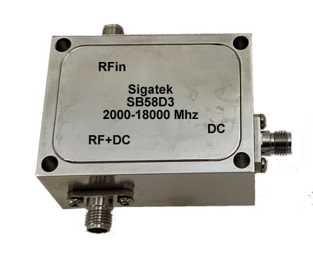 SB58D3 High current Bias Tee 6 Amps 100 Vdc 2000-18000 Mhz (image for) SB58D3 High current Bias Tee 6 Amps 100 Vdc 2000-18000 Mhz